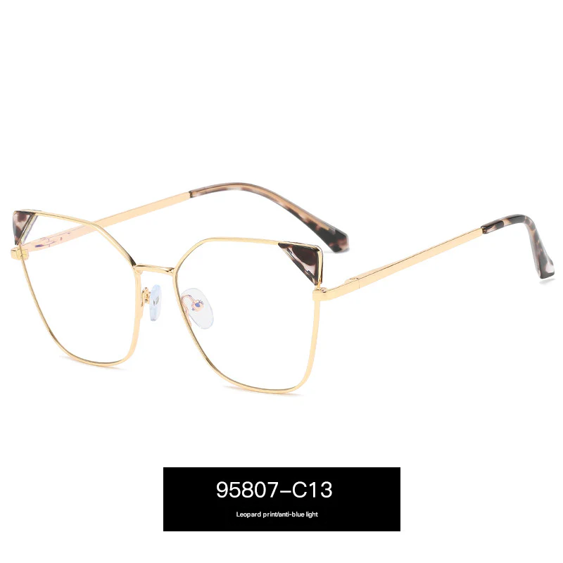 Women’s Oversized Square Metal Blue Light Glasses – Anti-UV Optical Frames