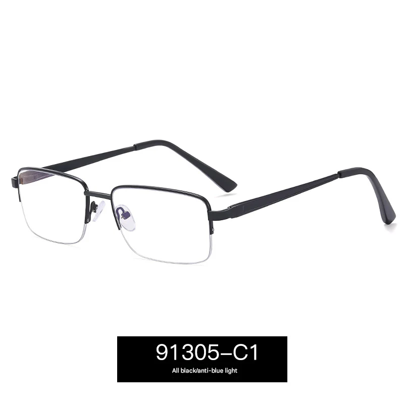 Men’s Half-Frame Blue Light Blocking Glasses – Business Style Myopia Eyewear