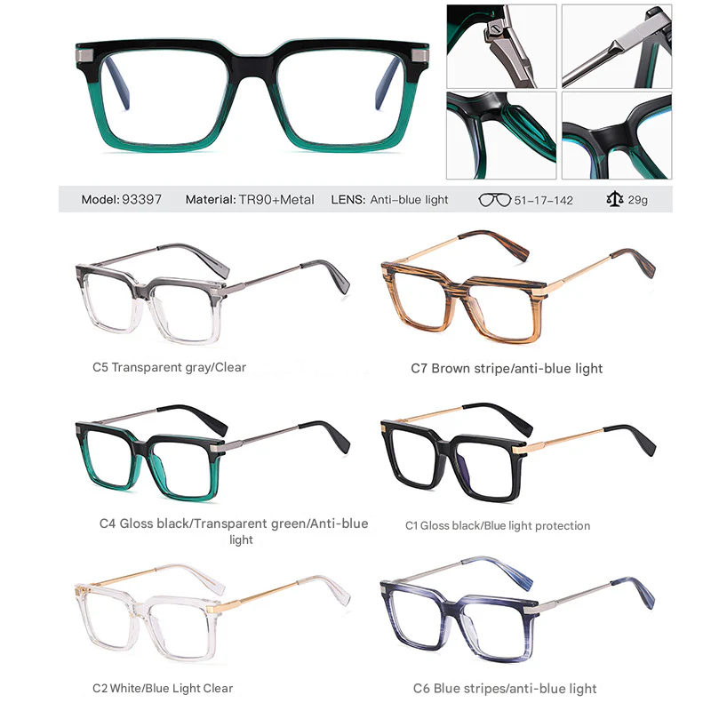 Men’s Retro Full Frame Blue Light Blocking Glasses – Metal Eyewear With Myopia-Ready