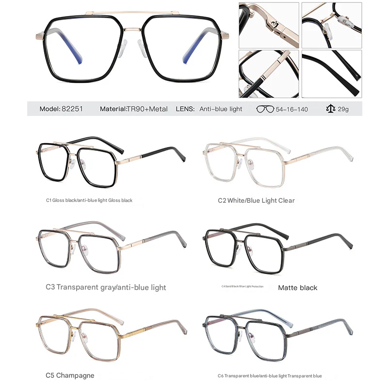 Men’s Full Frame Anti-Blue Light Glasses – Minimalist Box Style Eyewear