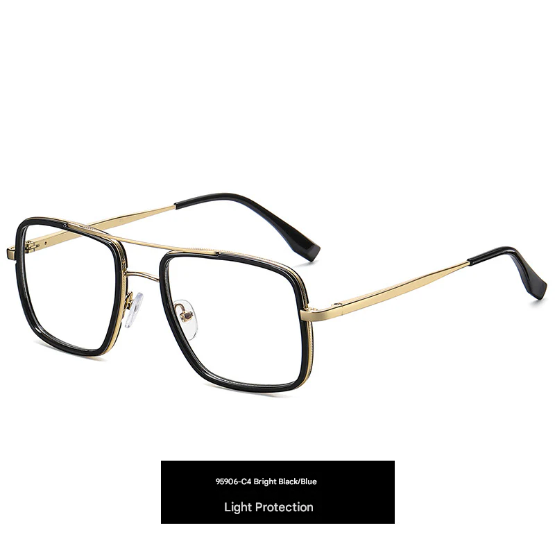 Men’s Square Frame Anti-Blue Light Glasses – Large Optical Flat Mirror UV400