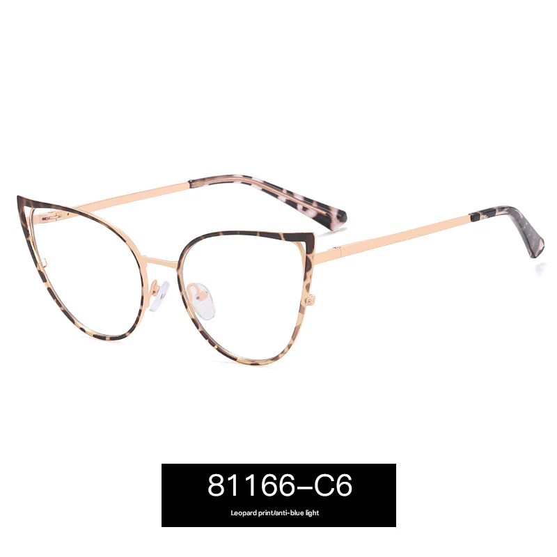 Women’s Cat Eye Blue Light Glasses – Metal Fashion Frame for Myopia or Daily Wear
