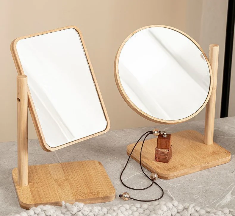 Rotatable High-Definition Wooden Makeup Mirror