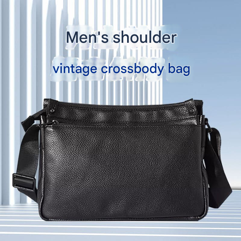Men’s PU Leather Crossbody Bag – Retro Business Shoulder Messenger