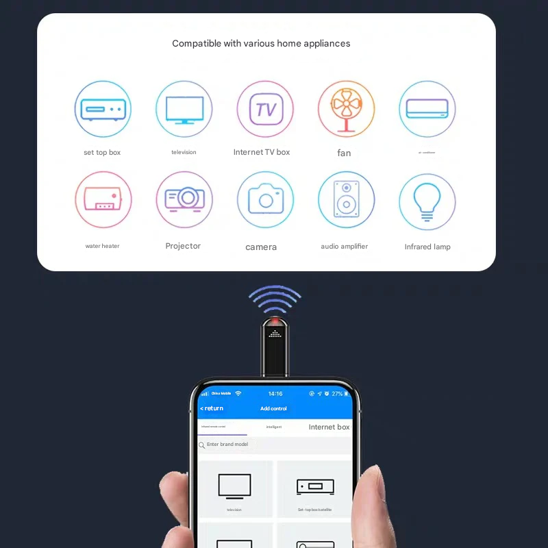 Universal Infrared Smart Remote for iOS/Android – Capsule-Style TV & AC Controller
