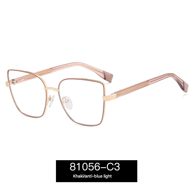 Women's Anti-Blue Light Metal Frame Glasses – Stylish Full-Rim Eyewear for Myopia