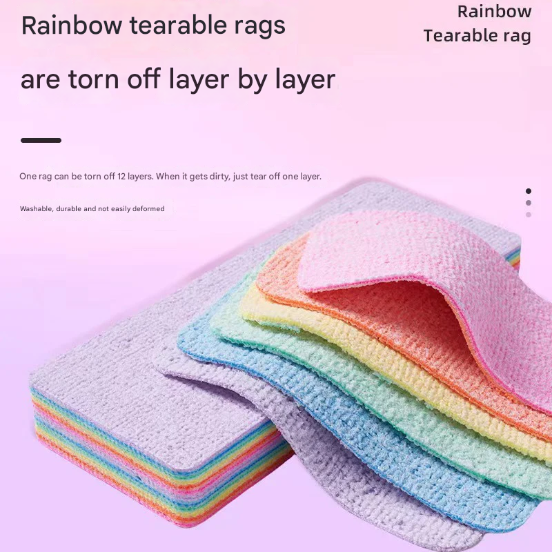 Rainbow Tearable Dish Towel – PVA Absorbent Kitchen Cleaning Sponge