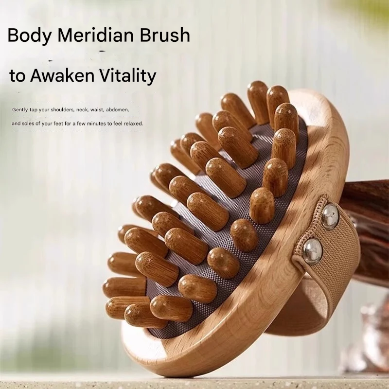 Wooden Meridian Massage Brush – Full Body Scraping Tool for Circulation & Relaxation
