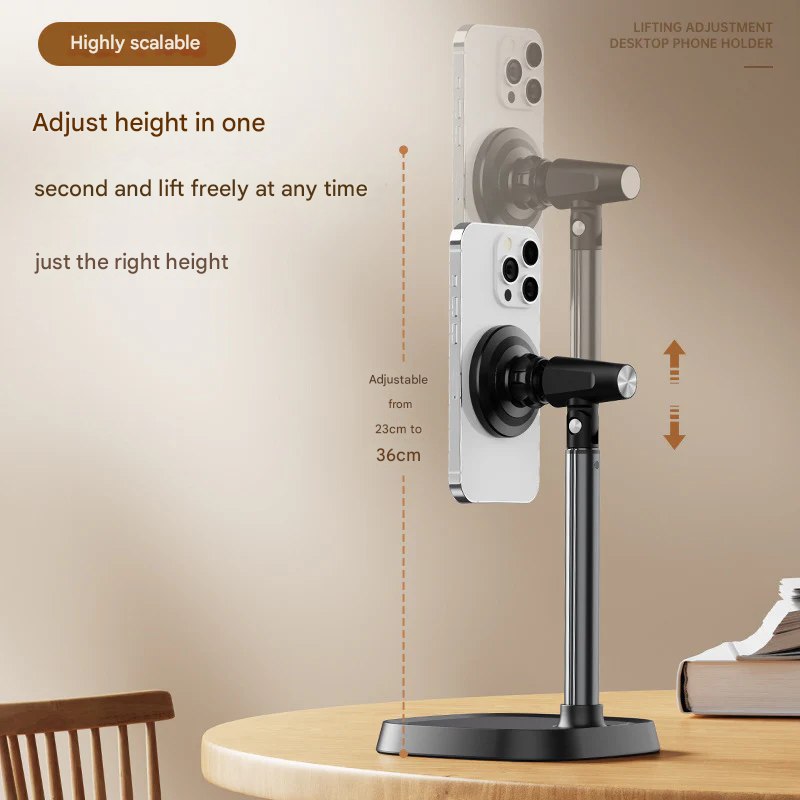 Magnetic Phone Stand for iPhone 13/14/15 – Telescopic Desktop Holder for Live Streaming & Video Calls