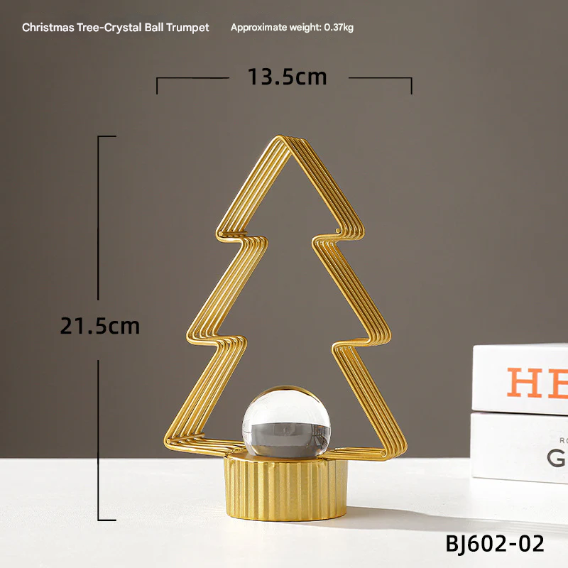 Gold Christmas Tree Ornament – Metal Crystal Ball Home Decor for Living Room
