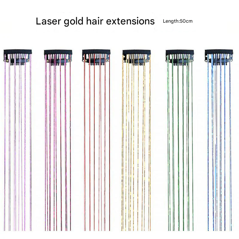 Classic Tinsel Hair Extensions – Long Sparkly PET Strands, 50cm Glitter Highlights (Set of 2)