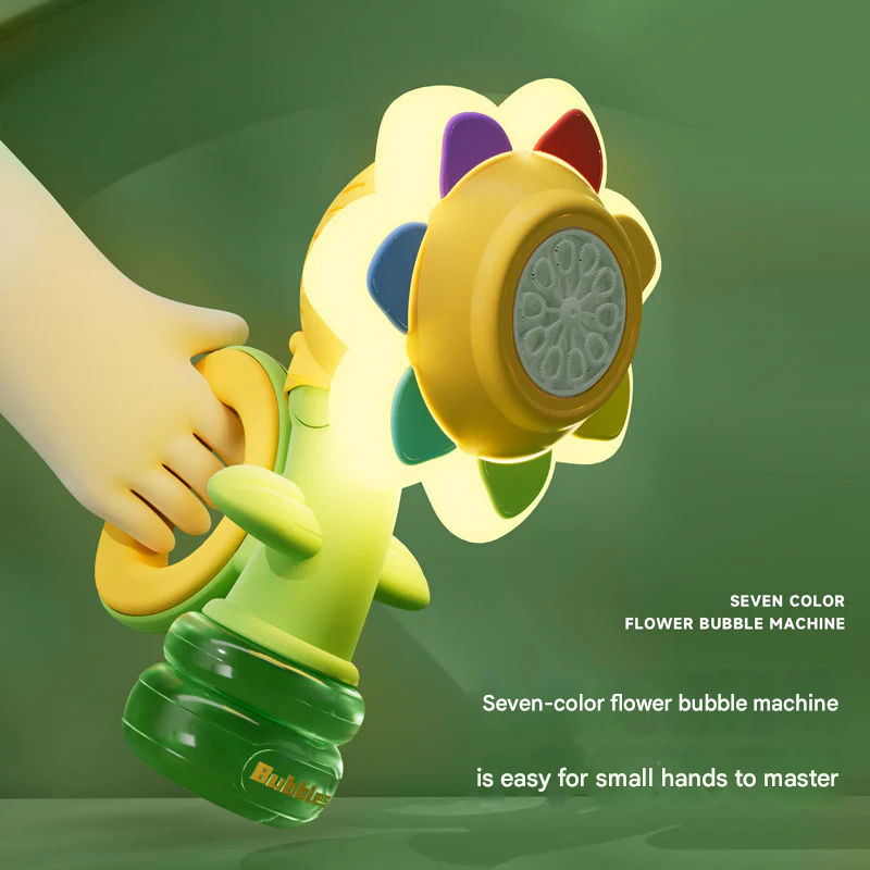 Rechargeable Seven-Color Flower Bubble Machine – Electric Swing Toy with Lights