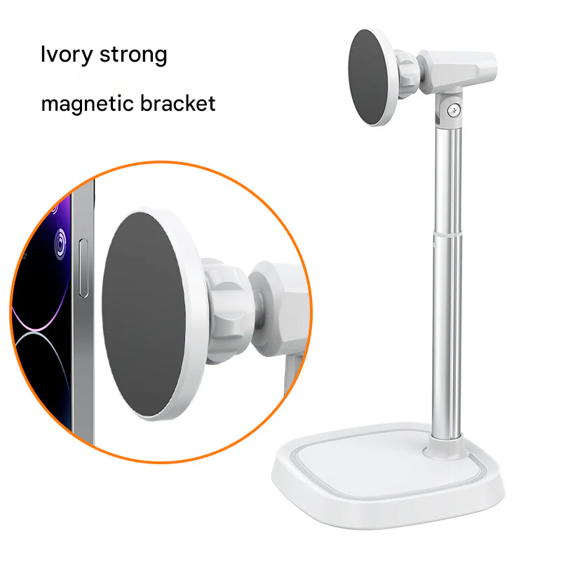 Magnetic Phone Stand for iPhone 13/14/15 – Telescopic Desktop Holder for Live Streaming & Video Calls