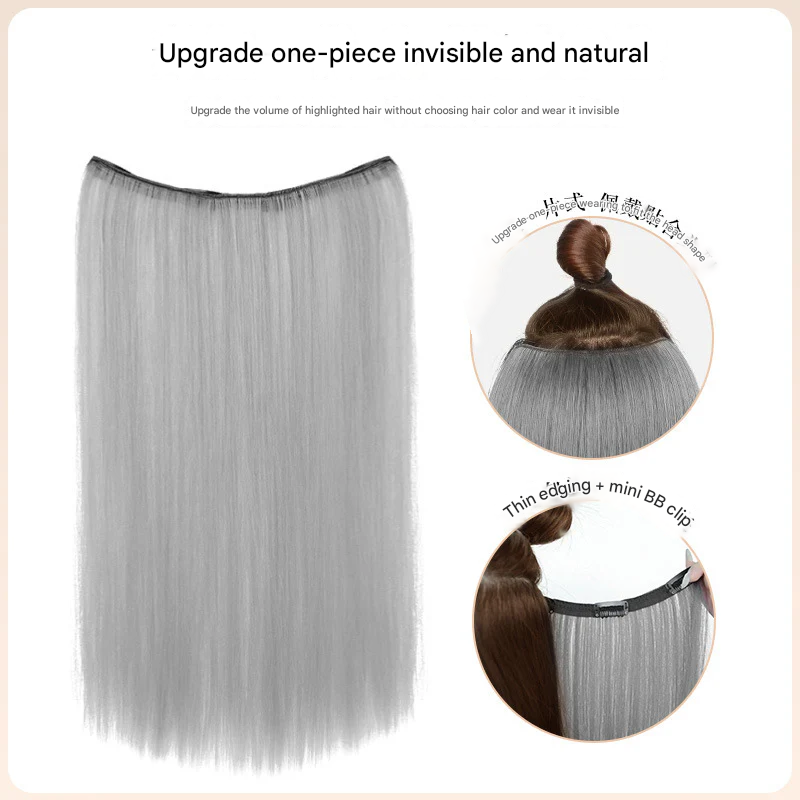 Natural Straight Hair Extensions – Seamless Volumizing Wig in Black & Brown Shades - 50cm long