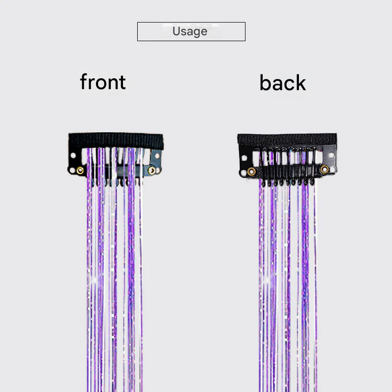 Classic Tinsel Hair Extensions – Long Sparkly PET Strands, 50cm Glitter Highlights (Set of 2)