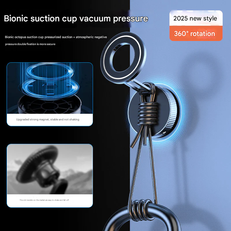 3-Axis Magnetic Car Phone Holder – Foldable Dashboard Mount with Suction Base