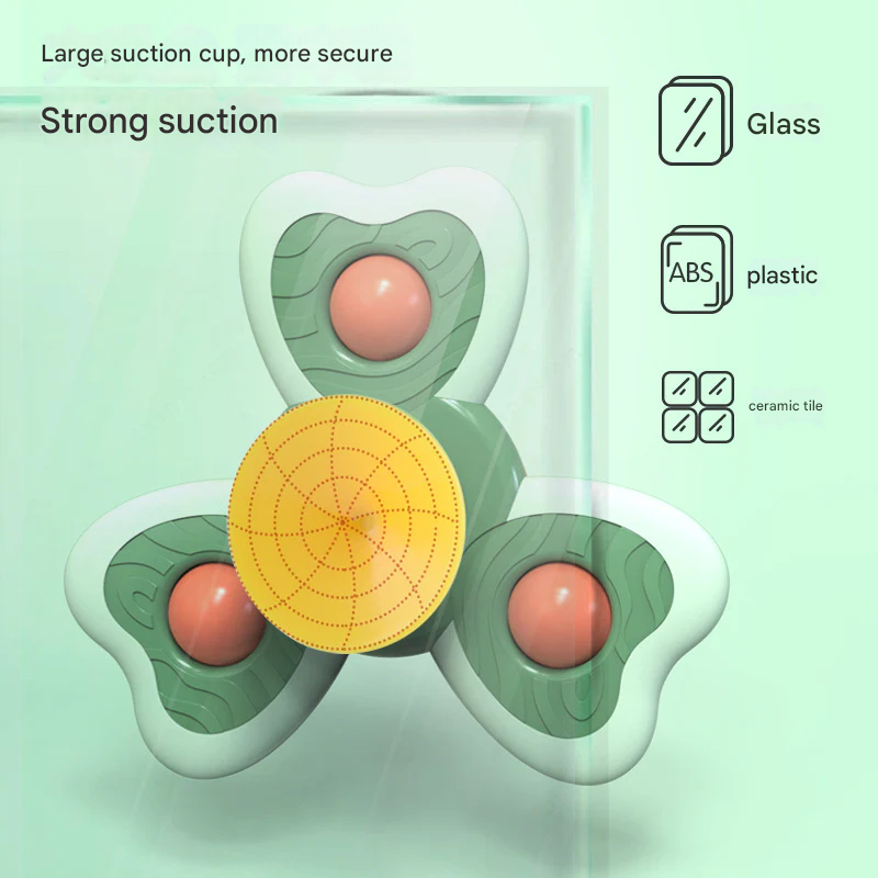 Baby Suction Spinning Toy with Music & Teether – Rotating Flower Sensory Toy