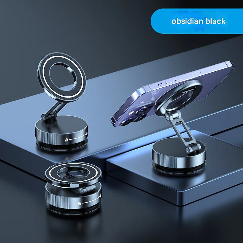 3-Axis Magnetic Car Phone Holder – Foldable Dashboard Mount with Suction Base