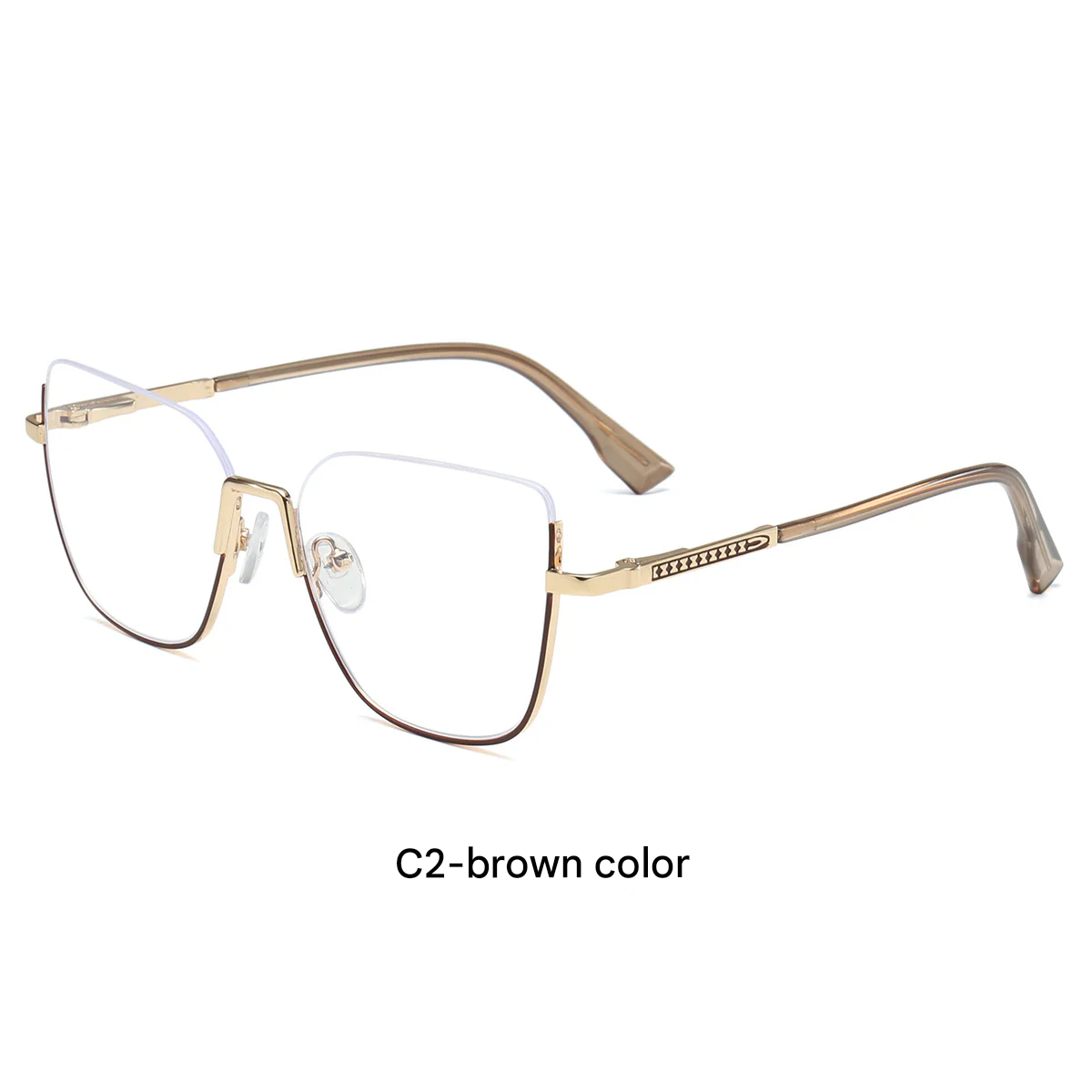 Rectangular Blue Light Glasses for Women – Thin Metal Half-Frame Myopia Eyewear