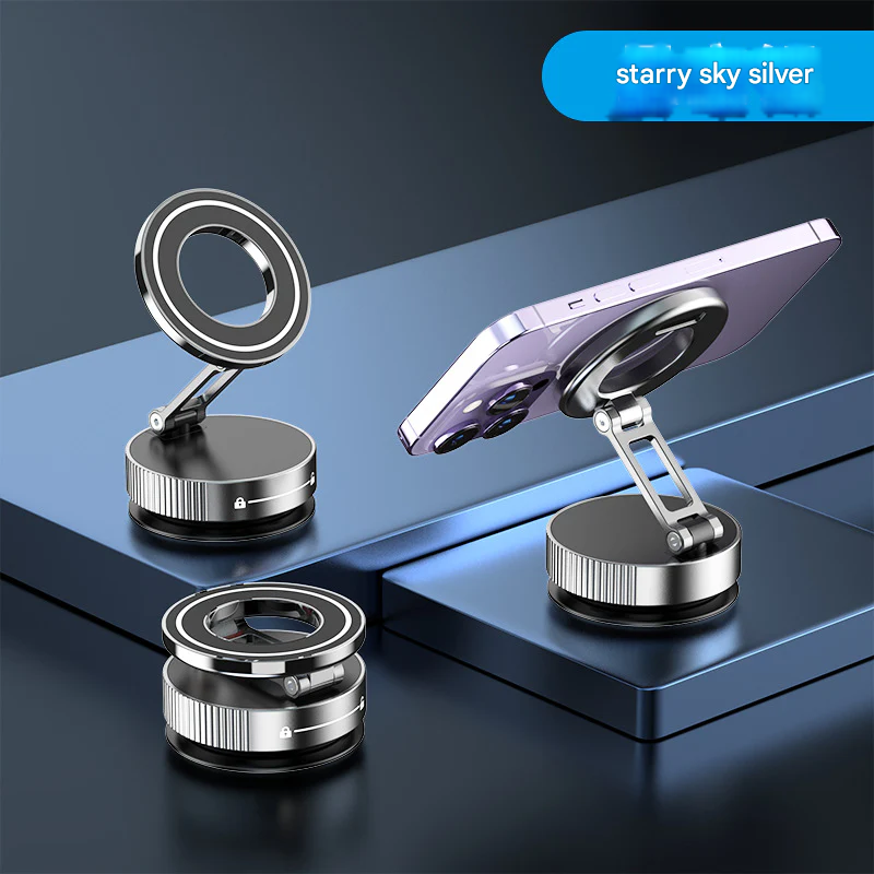 3-Axis Magnetic Car Phone Holder – Foldable Dashboard Mount with Suction Base