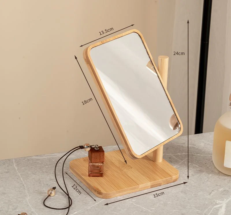 Rotatable High-Definition Wooden Makeup Mirror