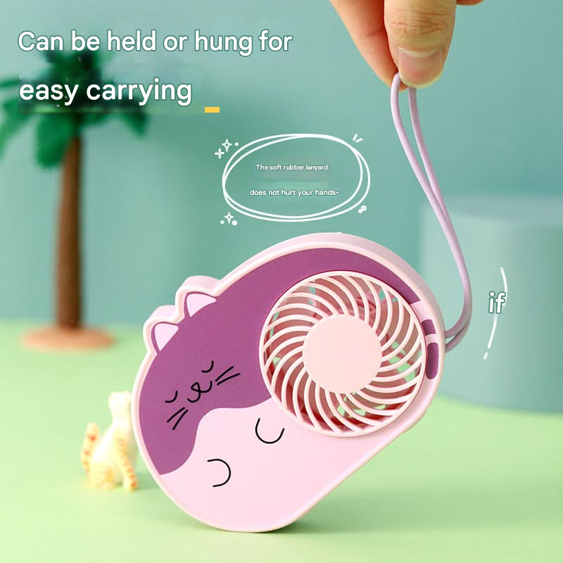 Cute Cat Mini Fan – USB Rechargeable, 3-Speed Handheld & Desktop Fan