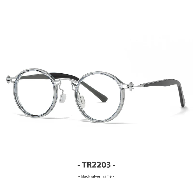 Retro Round-Square Anti-Blue Light Glasses Frame for Adults – TR90 + Metal Full Frame