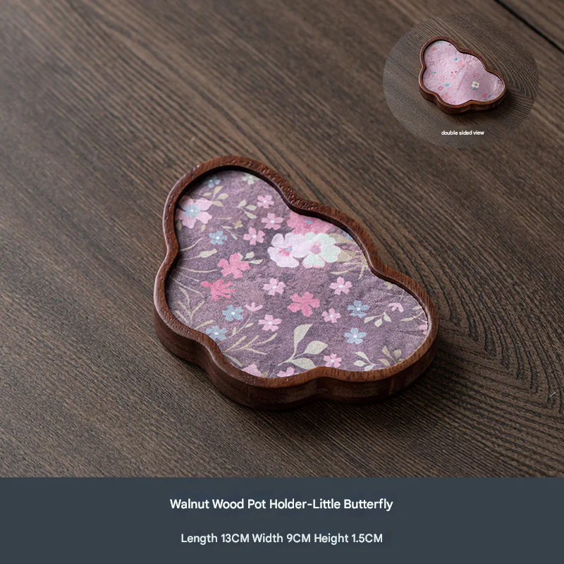 Walnut Wood Tea Tray – Durable Chinese Style Pot Holder for Home Kung Fu Tea Sets