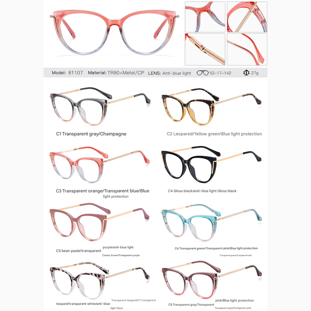 Stylish Anti-Blue Light Glasses for Women – Lightweight Butterfly Eyewear