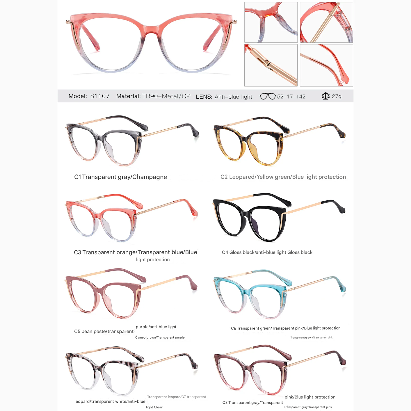 Stylish Anti-Blue Light Glasses for Women – Lightweight Butterfly Eyewear
