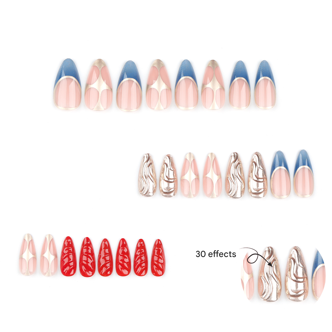 Avant-Garde Metallic Stiletto Press-On Nails – Long Glue-On Nail Tips