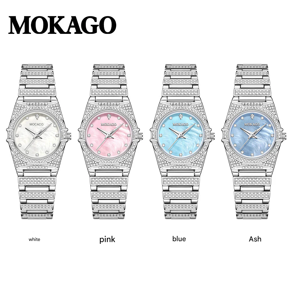 MOKAGO Women’s Fashion Diamond Quartz Watch – 30M Waterproof, Elegant Round Dial