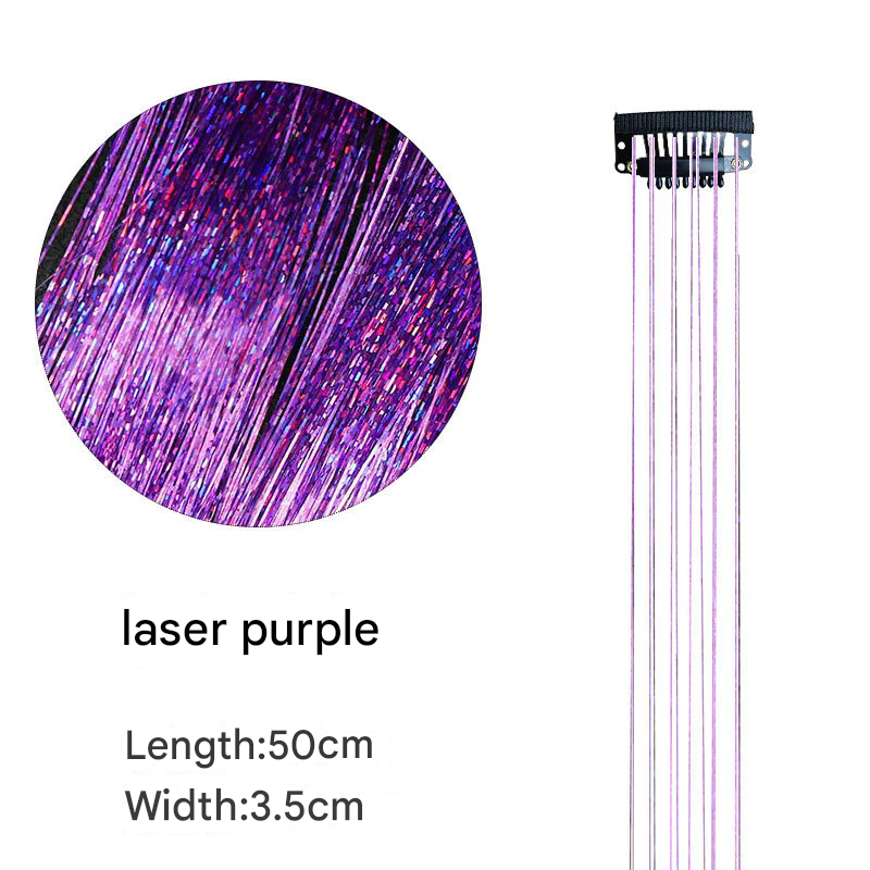 Classic Tinsel Hair Extensions – Long Sparkly PET Strands, 50cm Glitter Highlights (Set of 2)