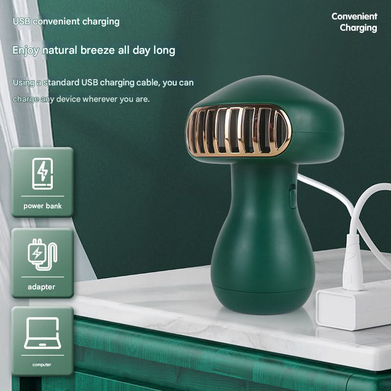 Bladeless Mushroom Mini Fan – USB Rechargeable, Portable