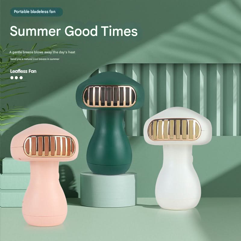 Bladeless Mushroom Mini Fan – USB Rechargeable, Portable
