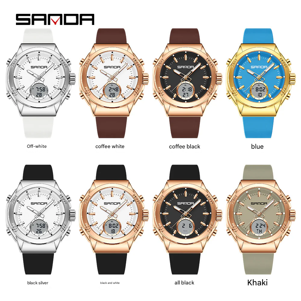 SANDA Youth Dual Display Sports Watch – Waterproof Multifunction Student Watch