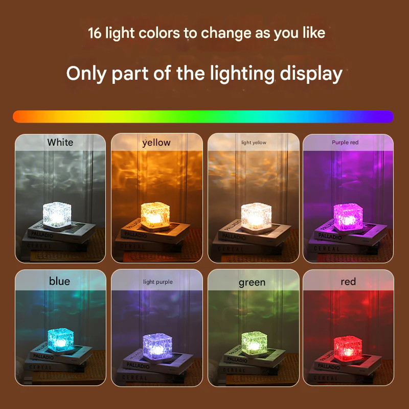 Romantic Water Ripple LED Night Light – Color Projection Lamp | Touch Control