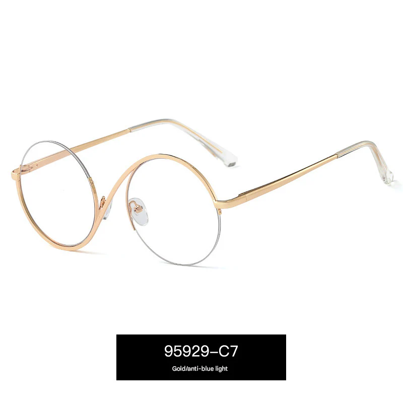Women’s Metal Half-Frame Blue Light Glasses – Stylish Optical Frames for Myopia