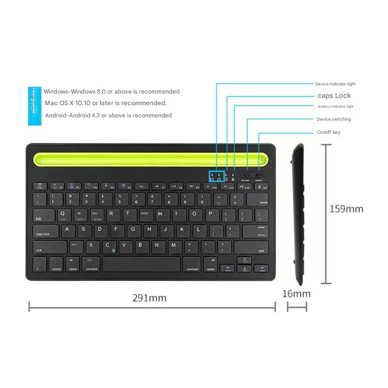 Wireless Bluetooth Keyboard with Stand – Dual-Mode, Fast Charging for Tablets & Phones