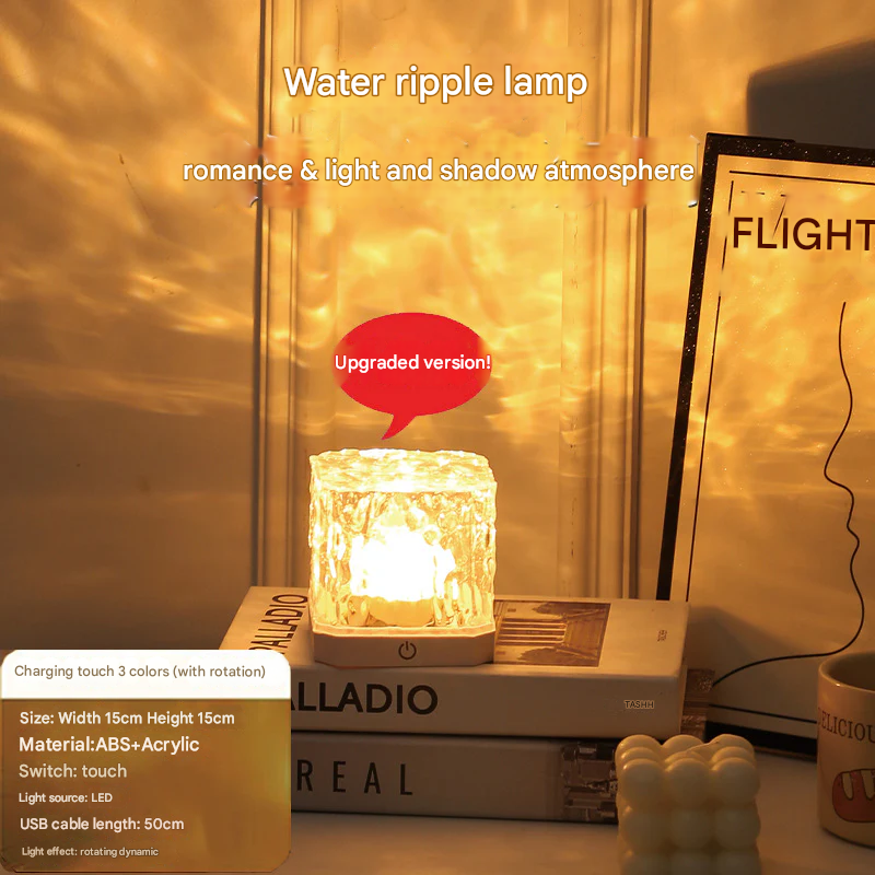 Romantic Water Ripple LED Night Light – Color Projection Lamp | Touch Control