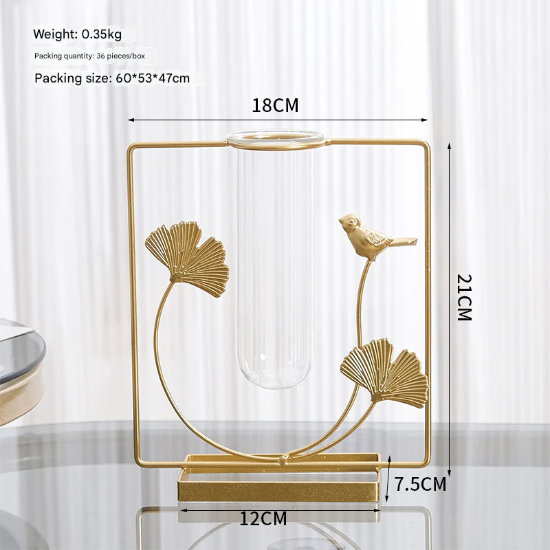 Gold Bird Flower Vase – European-Style Decorative Vase (Artificial Flowers not included)