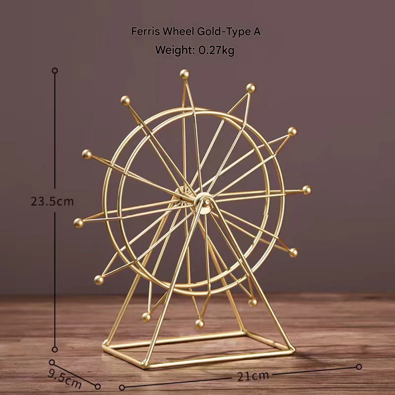 Modern Gold Ferris Wheel Decor – Metal Table Ornament for Living Room or Office