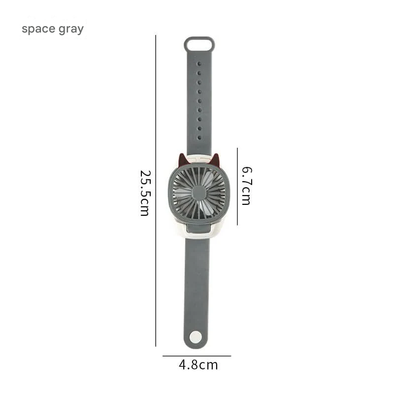 USB Rechargeable Watch Fan – Mini Wearable Fan with Colorful Lights
