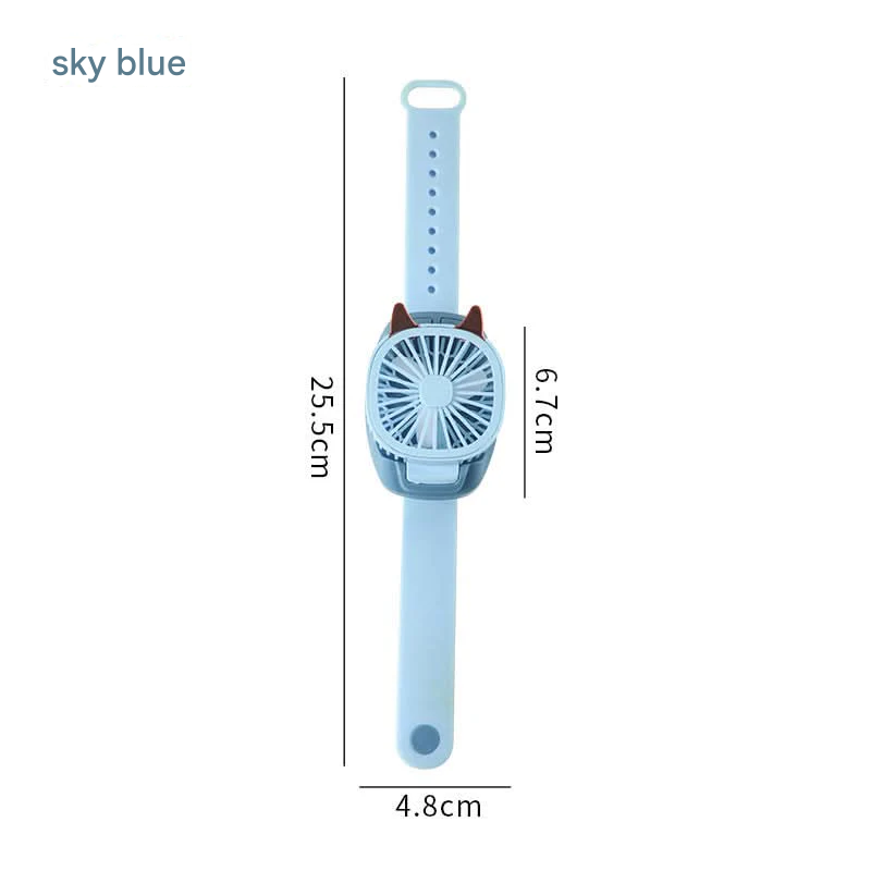 USB Rechargeable Watch Fan – Mini Wearable Fan with Colorful Lights