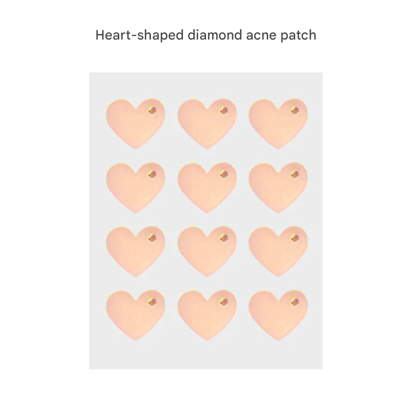 Cute Diamond Acne Patches – Pimple Covers in Heart & Flower Shapes, Skin-Safe