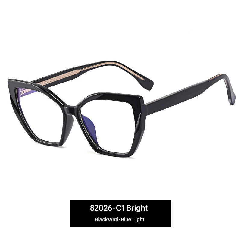 Box Frame Anti-Blue Light Glasses – Geometric Full Frame Flat Mirror Eyewear