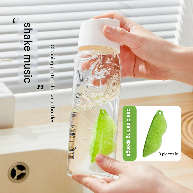 Pea-Shaped Bottle Cleaning Sponge Wipes – Magic Sponge (Pack of 3)