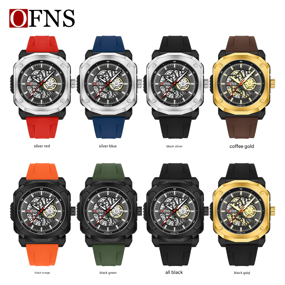OFNS Men’s Square Quartz Watch – Luminous Hands, Calendar & Waterproof Design