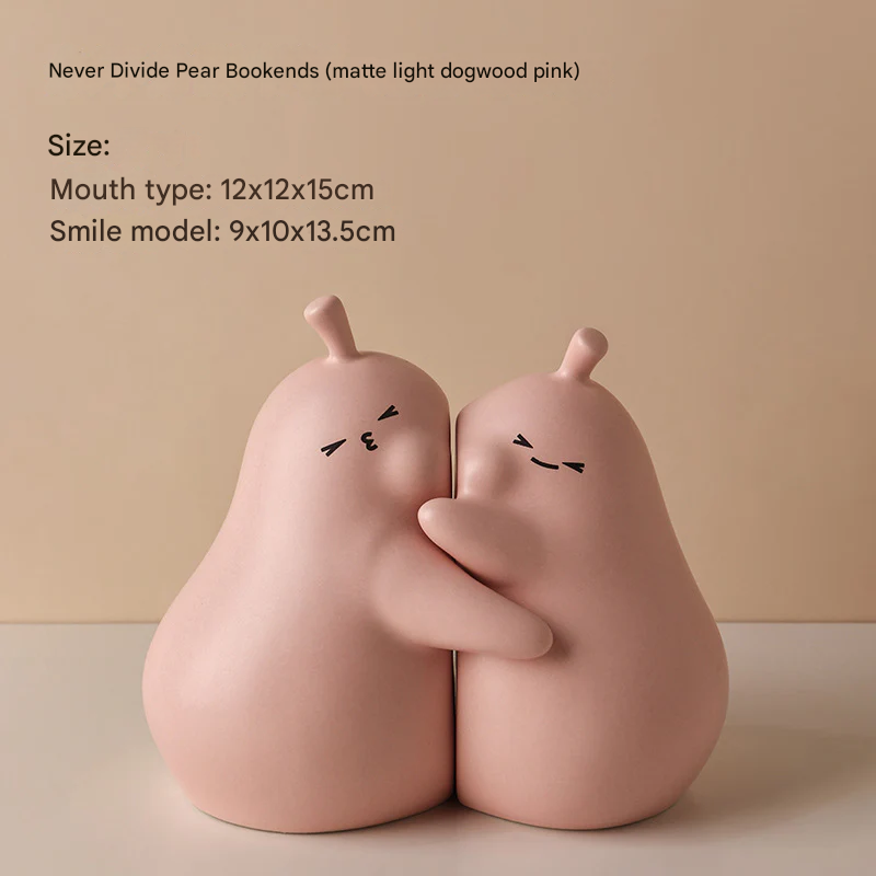 Never Divide Pear Bookends – Ceramic Desk Accessory for Bookshelves