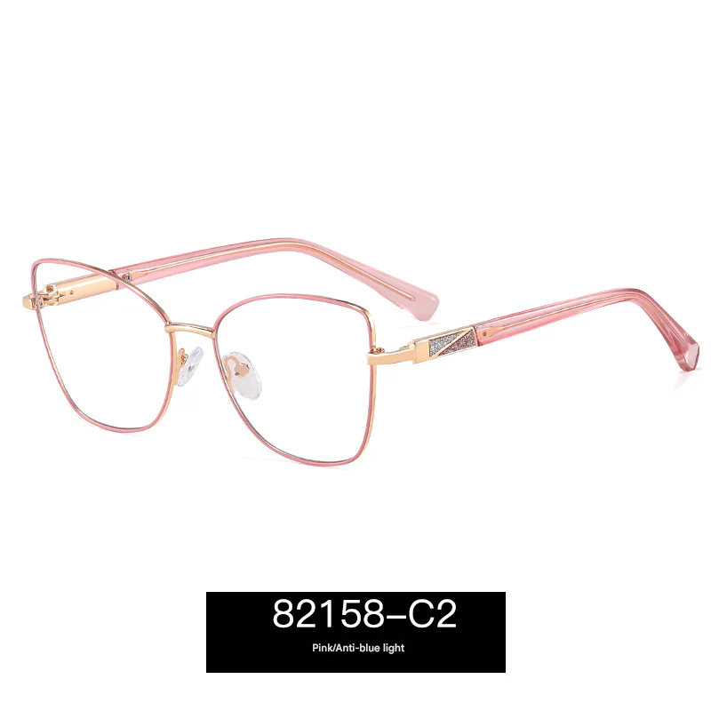Women’s Square Metal Blue Light Blocking Glasses – Full Frame Anti-UV Eyewear